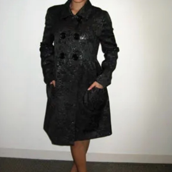 Simply Vera Vera Wang Longseeve Black Floral Metallic Button Jacket Womens Large - Picture 4 of 6